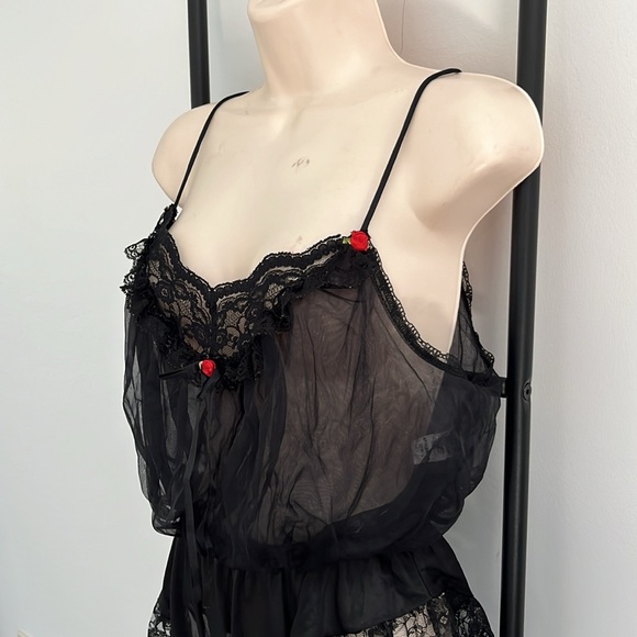 Vintage Tosca Lingerie California Teddy Black Nylon Lace Snap Crotch Bodysuit - Picture 3 of 10